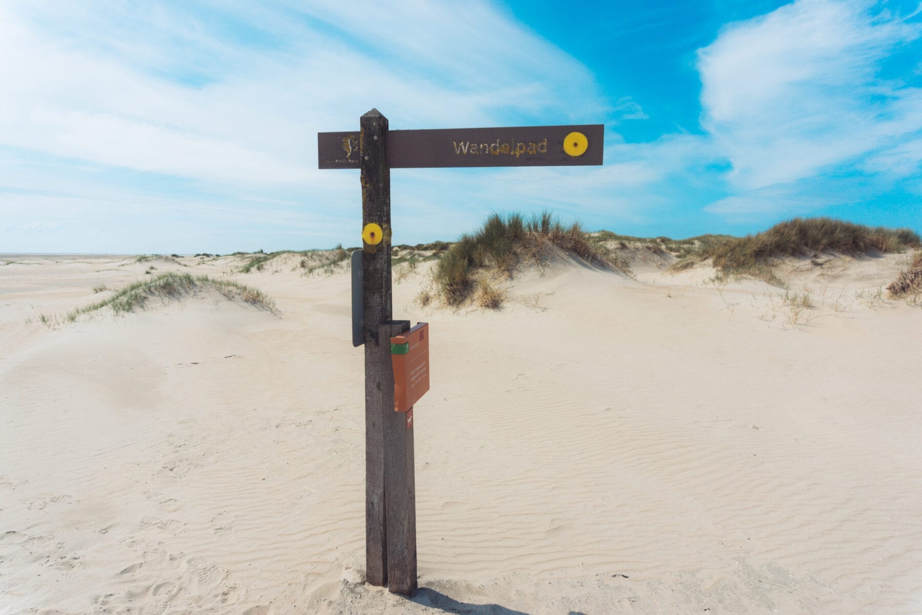 Wandelen in de Kop van Noord-Holland Texel wandelbordje