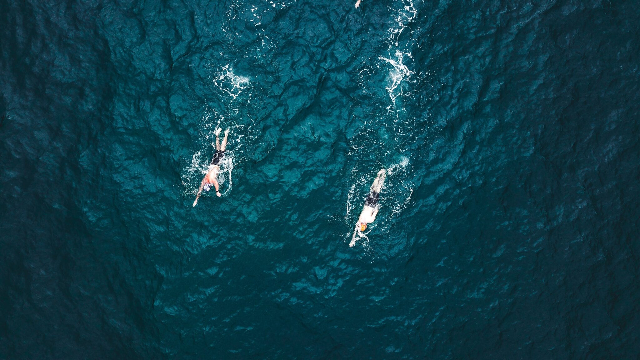 Buitenwater zwemmers van boven af