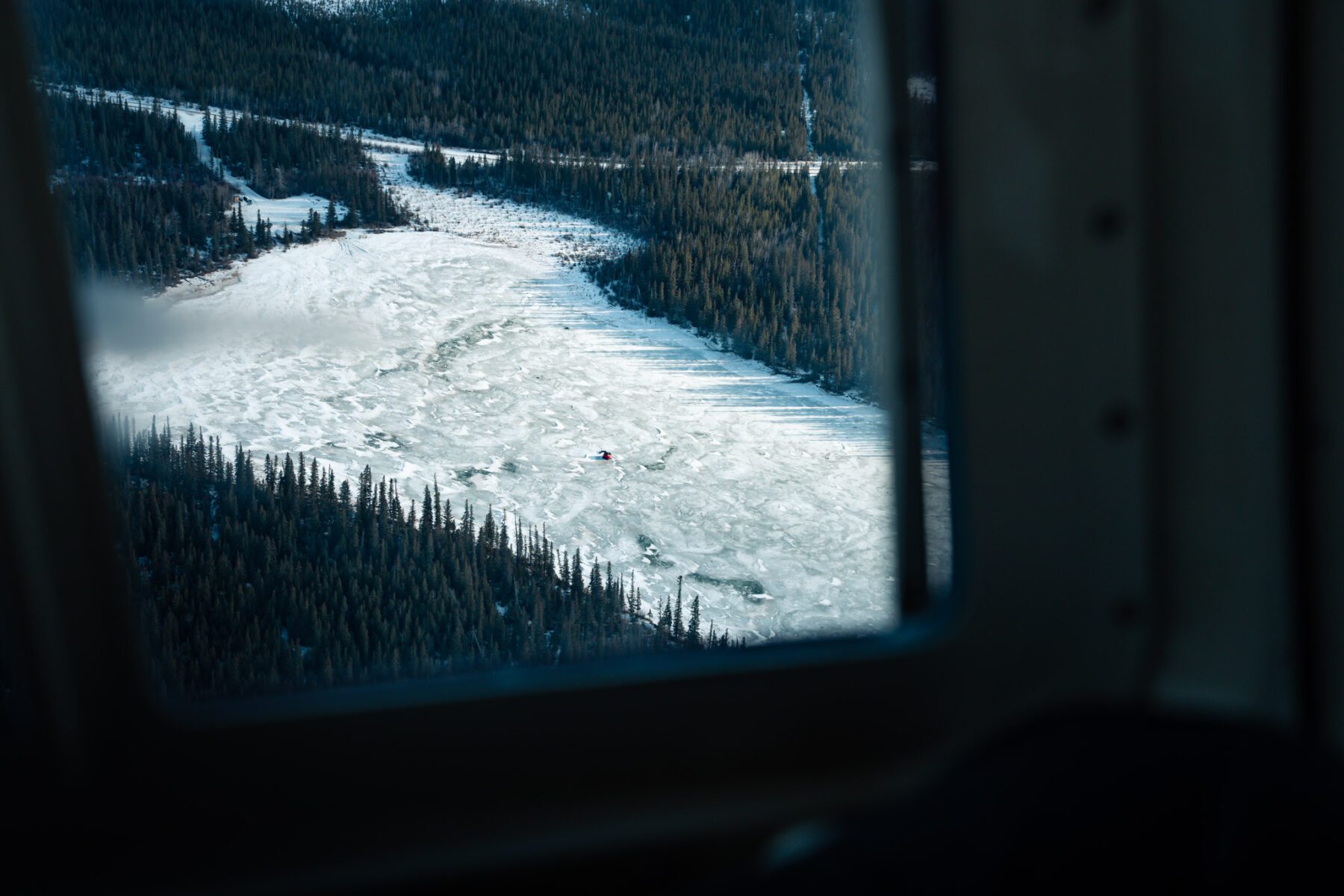 Jasper National Park Canada ijsvissers vanuit de heli