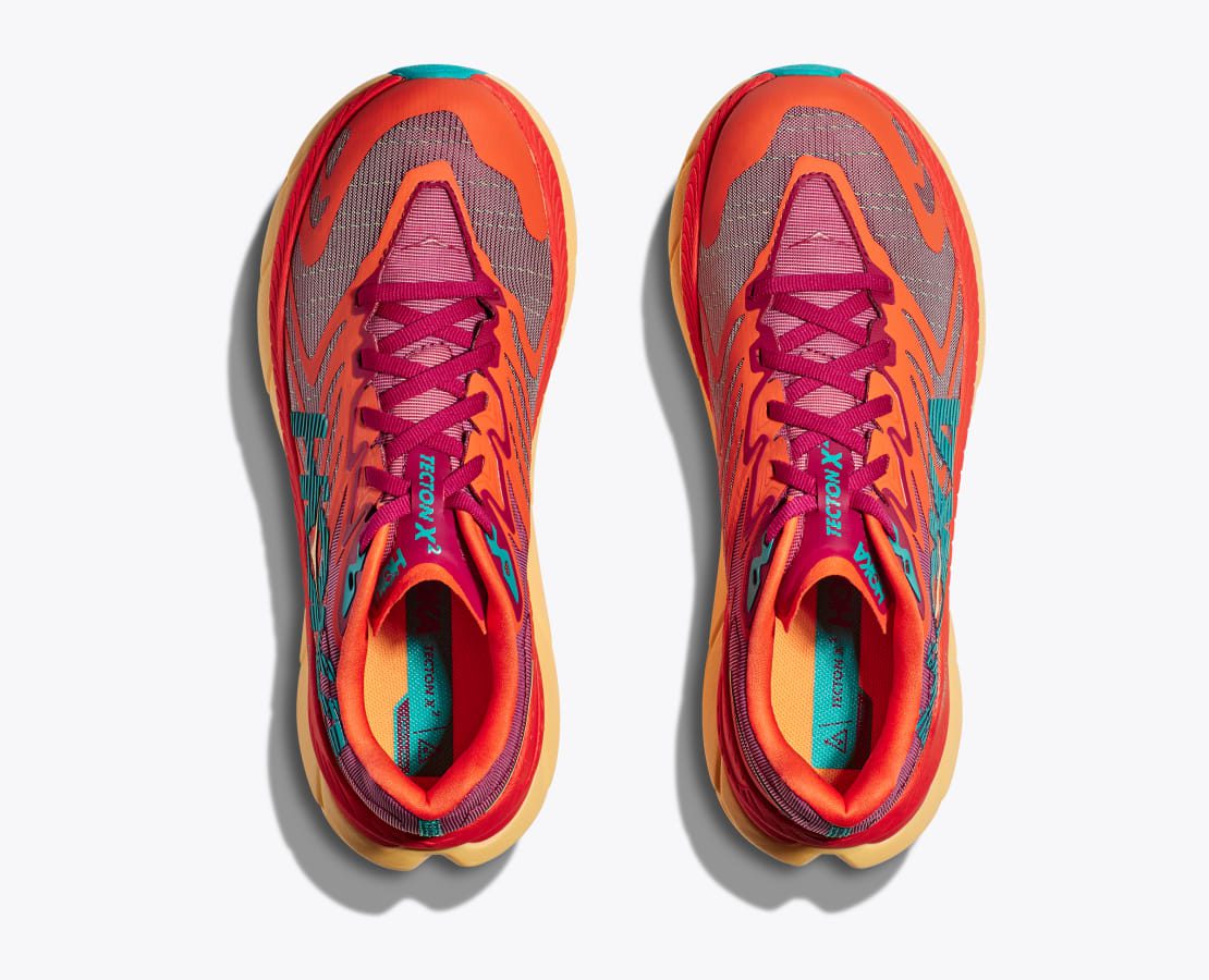 Hoka Tecton X2 ultratrailschoenen De Hoka Tecton X2 van bovenaf