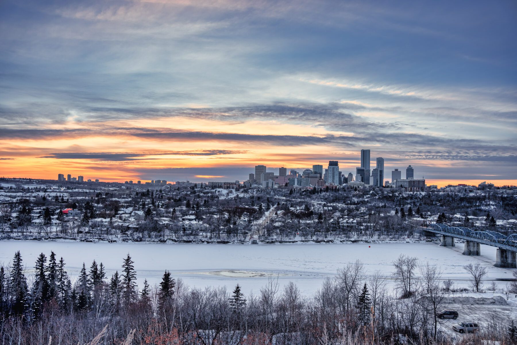 Edmonton in de winter, de hoofstad van Alberta