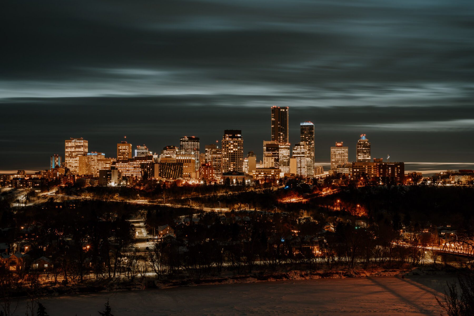 Edmonton als hoofdstad van Alberta in de winter