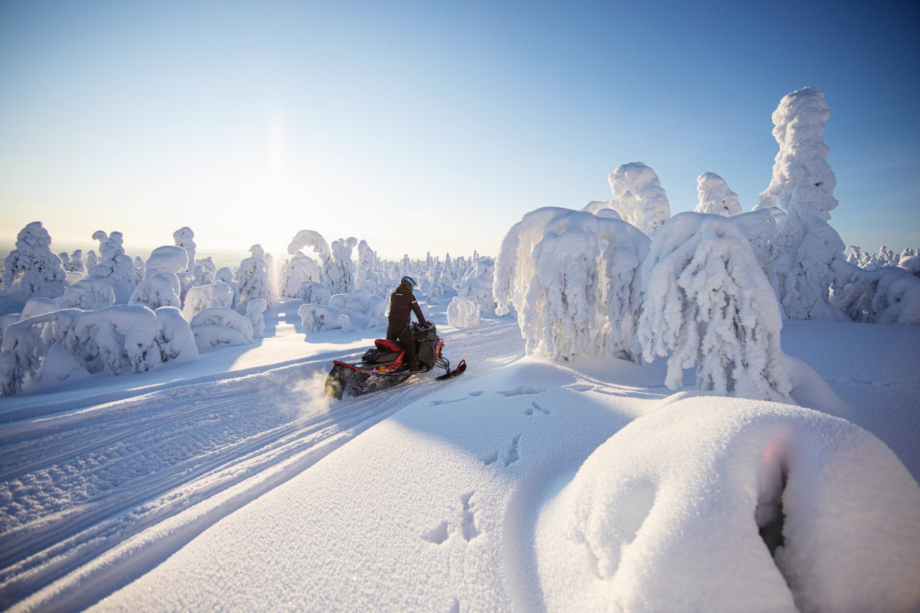 Sneeuwscootersafari in Lapland in de winter