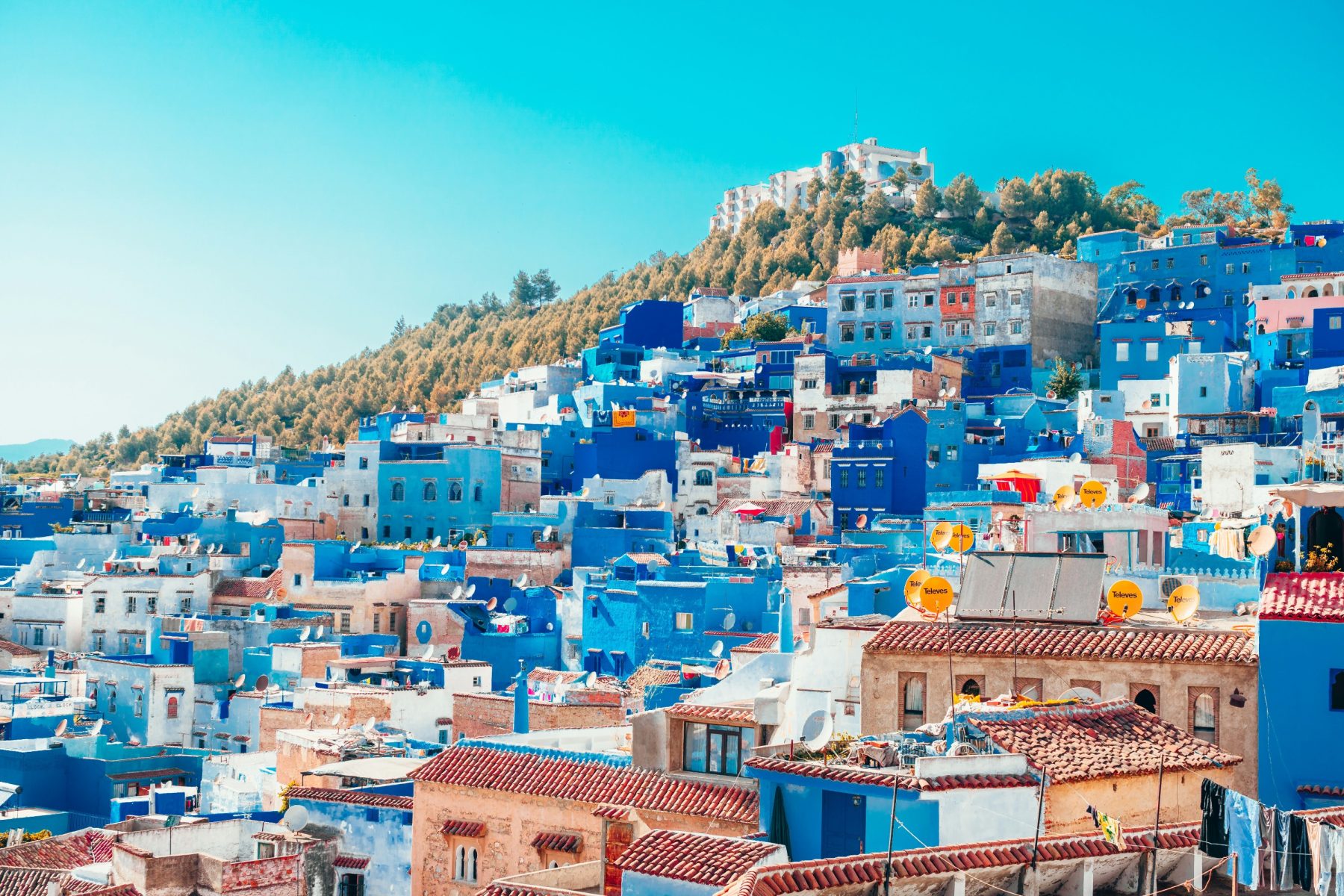 De stad Chefchaouen in Marokko.