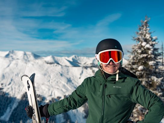 skibril op sterkte testen in de Oostenrijkse bergen