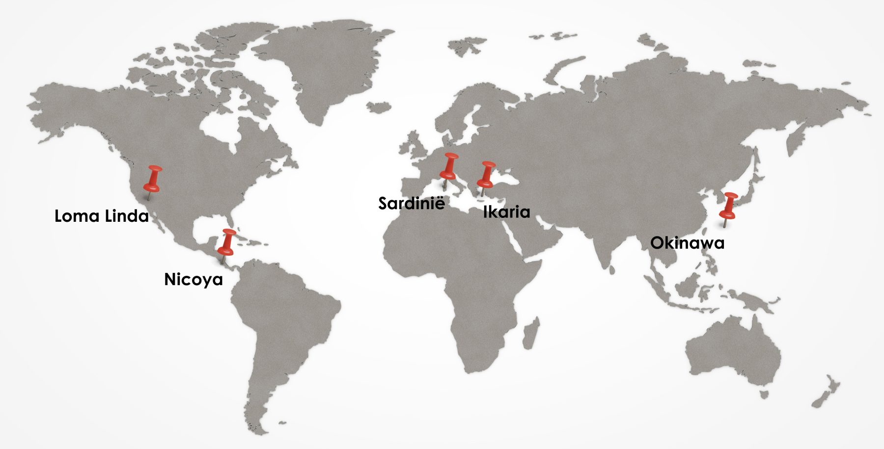 De blauwe zones aangegeven op de wereldkaart.