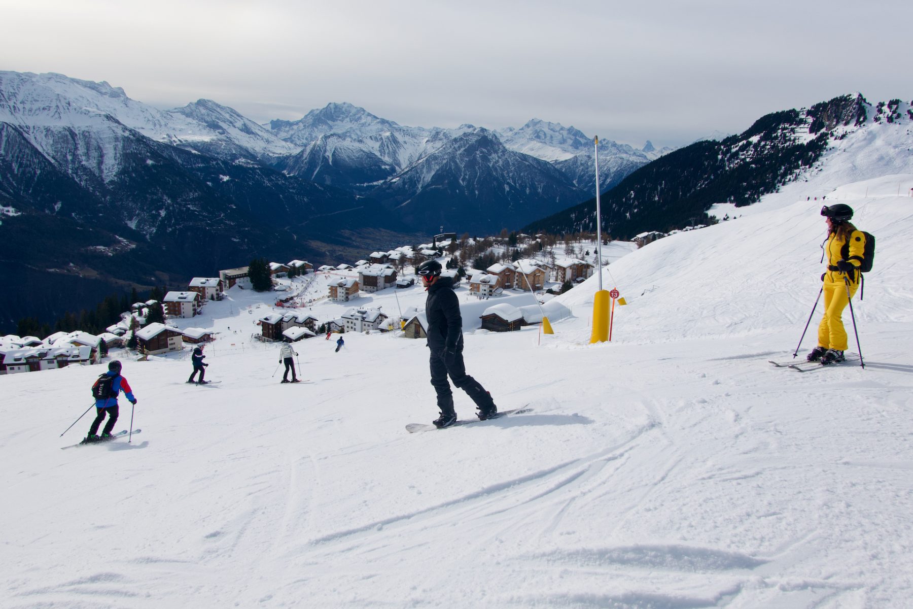 Snowboarden richting Bettmeralp