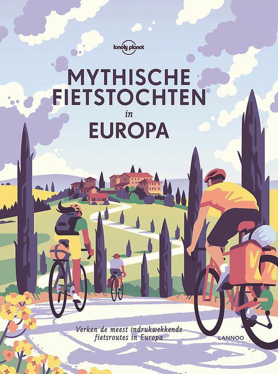De kaft van 'Mythische fietstochten in Europa', ƩƩn van de leukste fietsboeken.