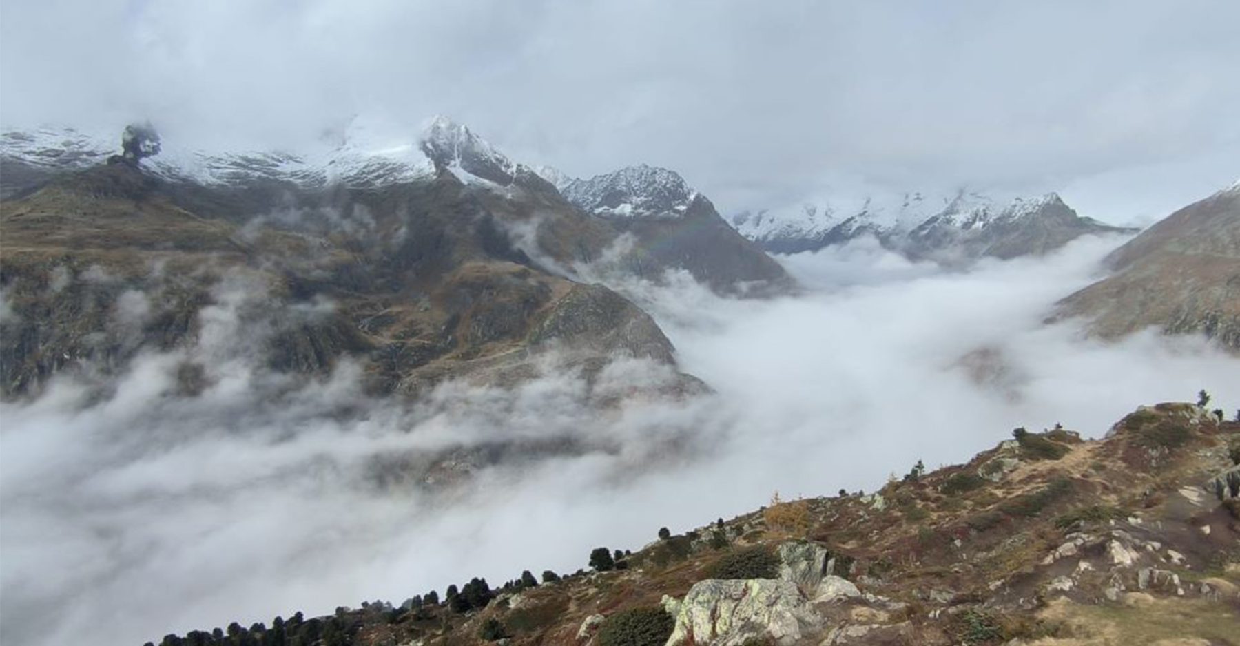 Aletsch-Gletjser in de wolken
