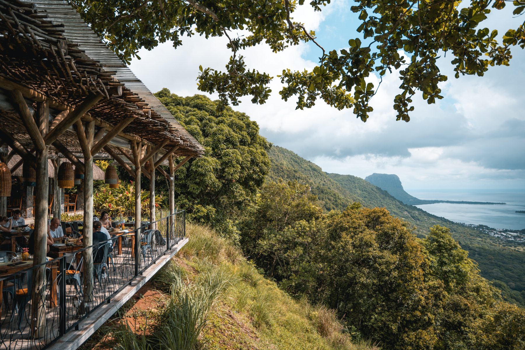 Het uitzicht vanaf Chamarel restaurant op Mauritius