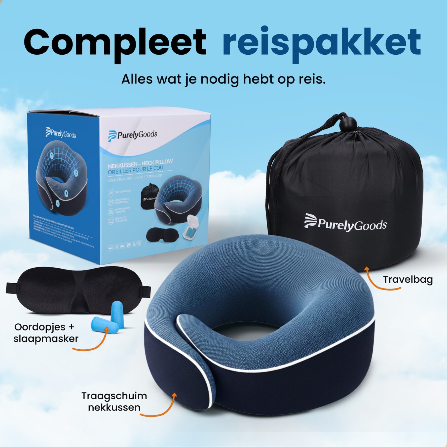 Purelygoods beste nekkussen blauw
