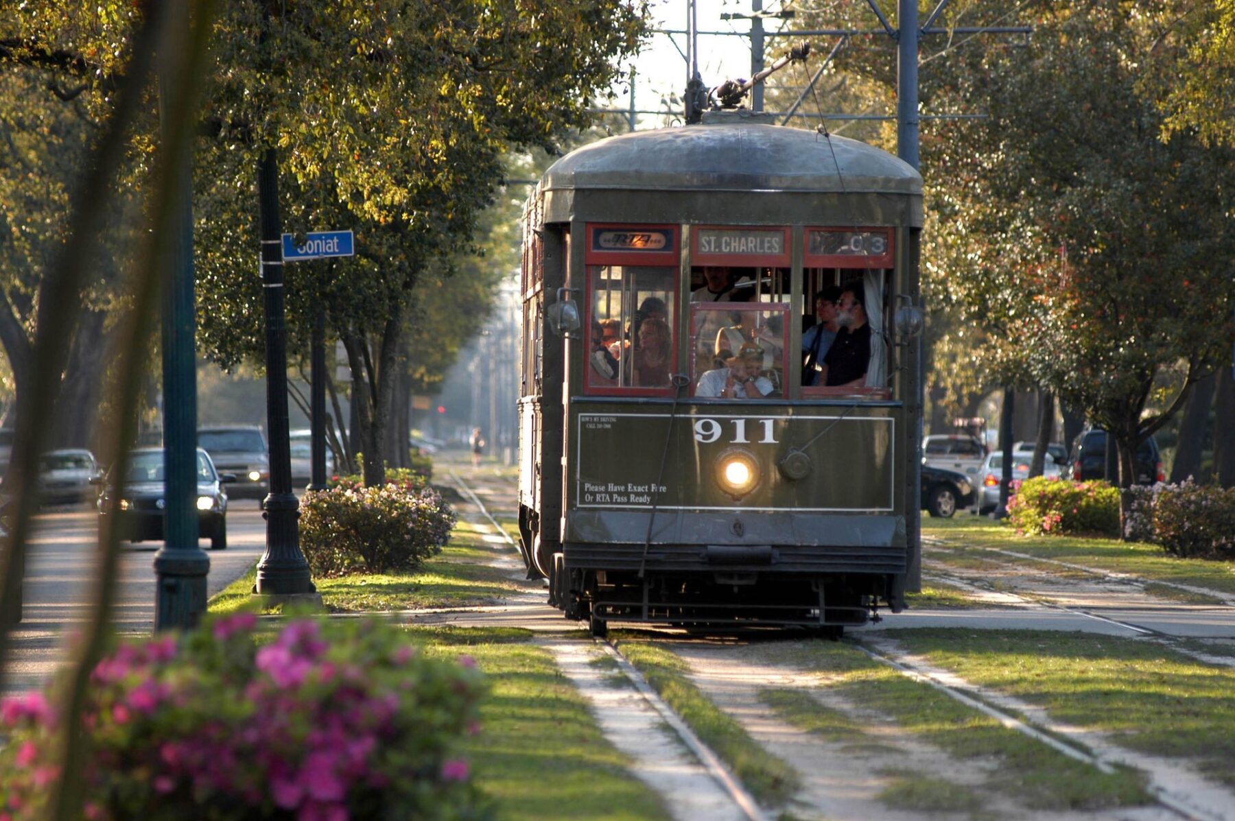 Een oude tramlijn in New Orleans